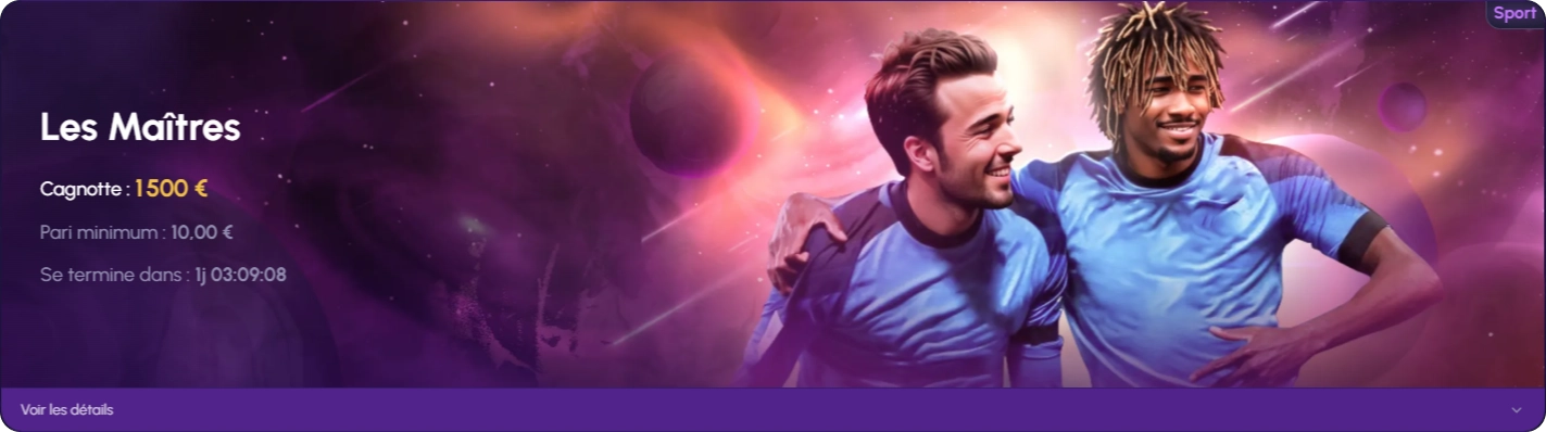 Tournoi Les Maîtres chez NovaJackpot