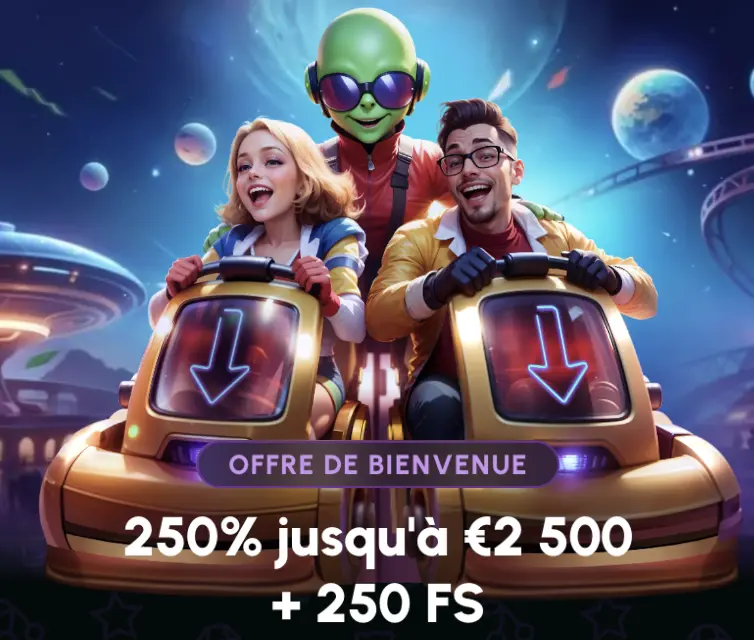 Casino Novajackpot - bonus de bienvenue 250% jusqu'à €2500 + 250 free spins avec alien et joueurs